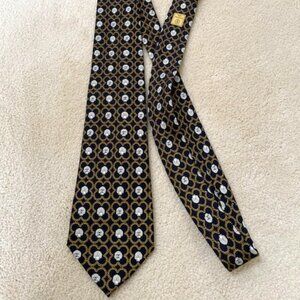 Chanel men’s silk tie. Black, white & gold